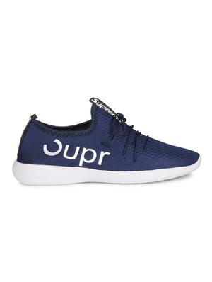 navy fabric lace up sport shoes - 16680624 - Standard Image - 2