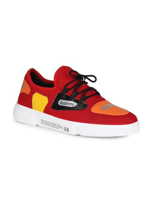 red fabric lace up sneakers - 16680630 - Standard Image - 1