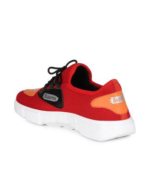 red fabric lace up sneakers - 16680630 - Standard Image - 3