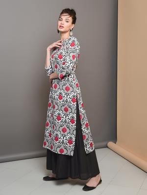 printed straight kurta - 16680642 - Standard Image - 2