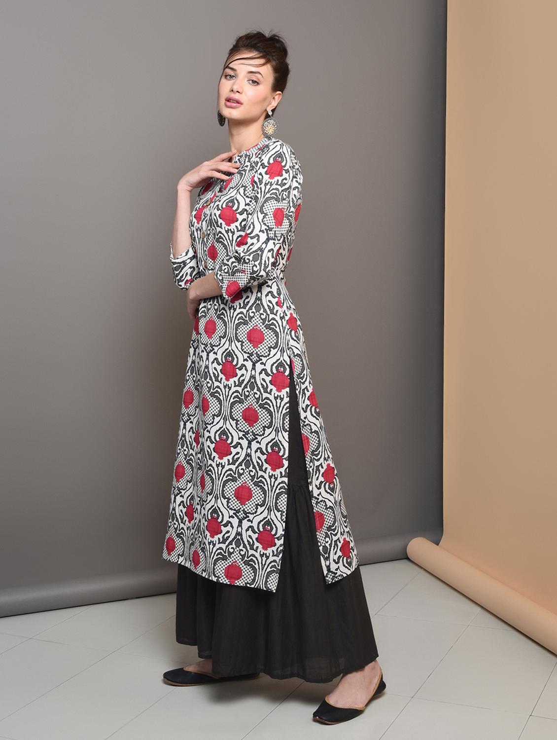 printed straight kurta - 16680642 - Zoom Image - 2
