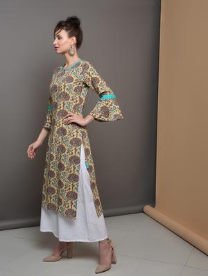 floral printed straight kurta - 16680646 - Standard Image - 2