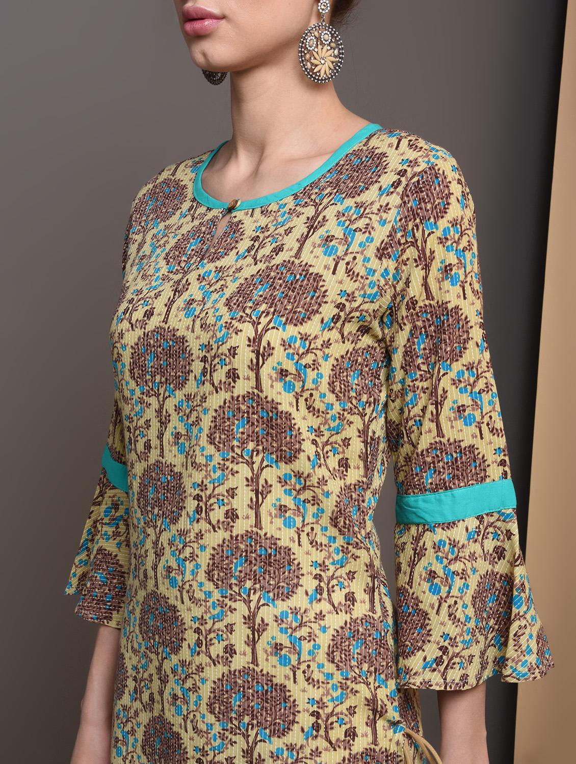 floral printed straight kurta - 16680646 - Zoom Image - 4