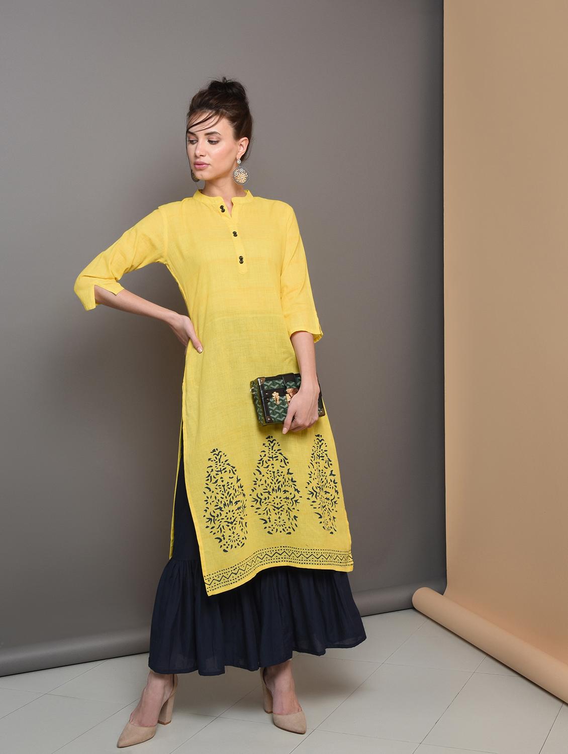 printed straight kurta - 16680665 - Zoom Image - 1