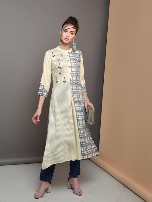 embroidered straight kurta - 16680671 - Standard Image - 1
