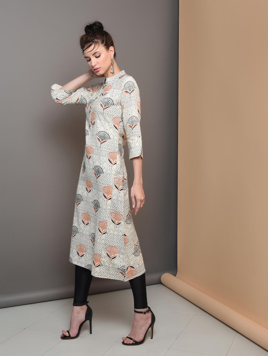 floral print a-line kurta - 16680685 - Zoom Image - 2