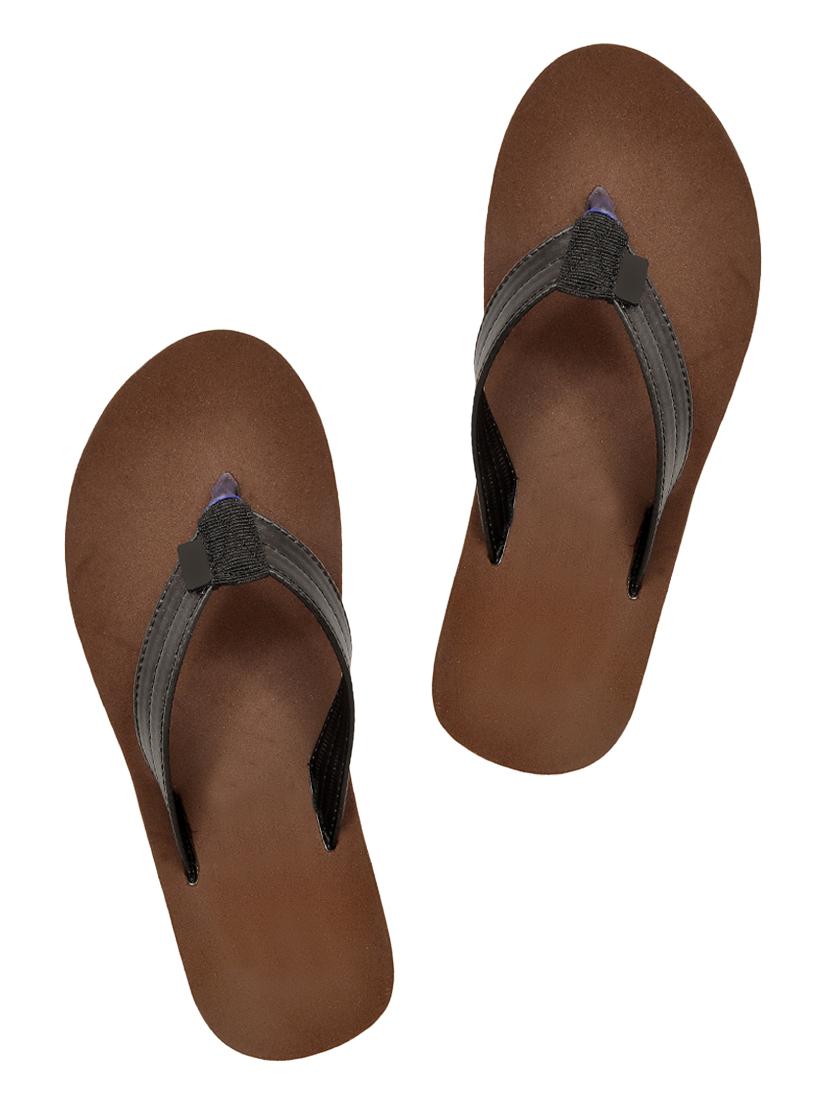 brown leatherette toe separator flip flops - 16680755 - Zoom Image - 1