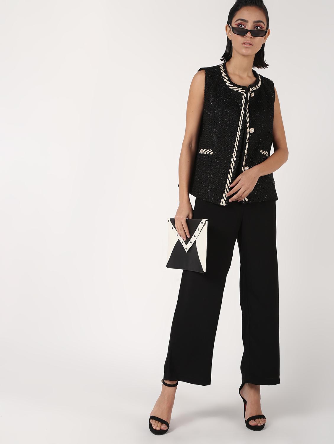 cord embellished pocket slit wool coat - 16680935 - Zoom Image - 1
