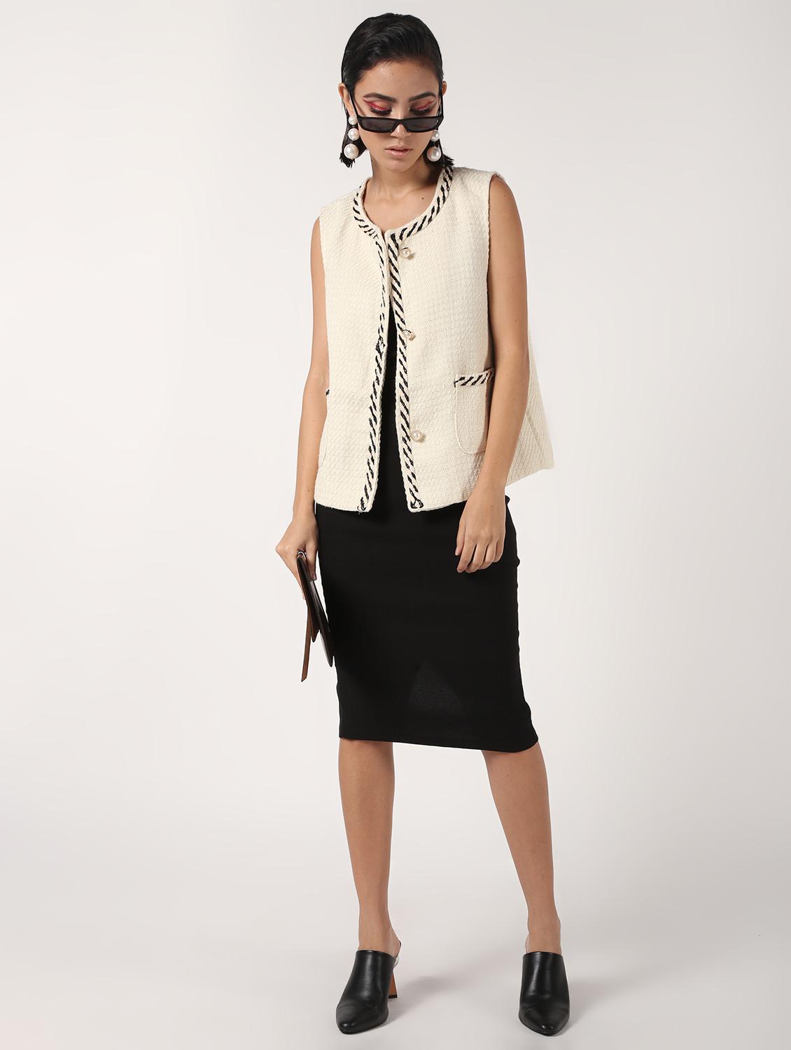 cord embellished pocket slit wool coat - 16680936 - Zoom Image - 1