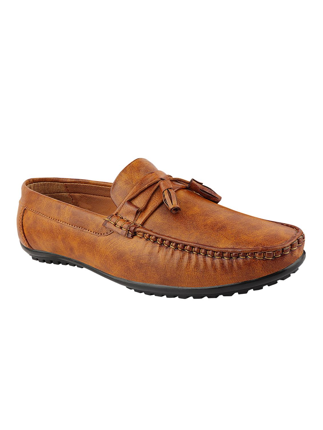 tan leatherette slip on loafers - 16681277 - Zoom Image - 1