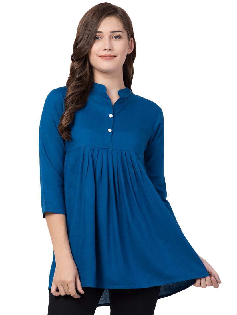 mandarin neck pleated top - 16681330 - Zoom Image - 1
