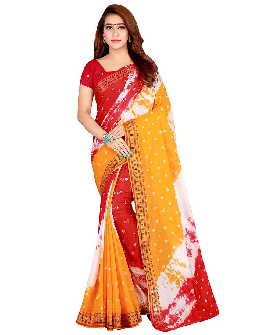 zari bordered bandhani saree with blouse - 16681384 - Zoom Image - 1