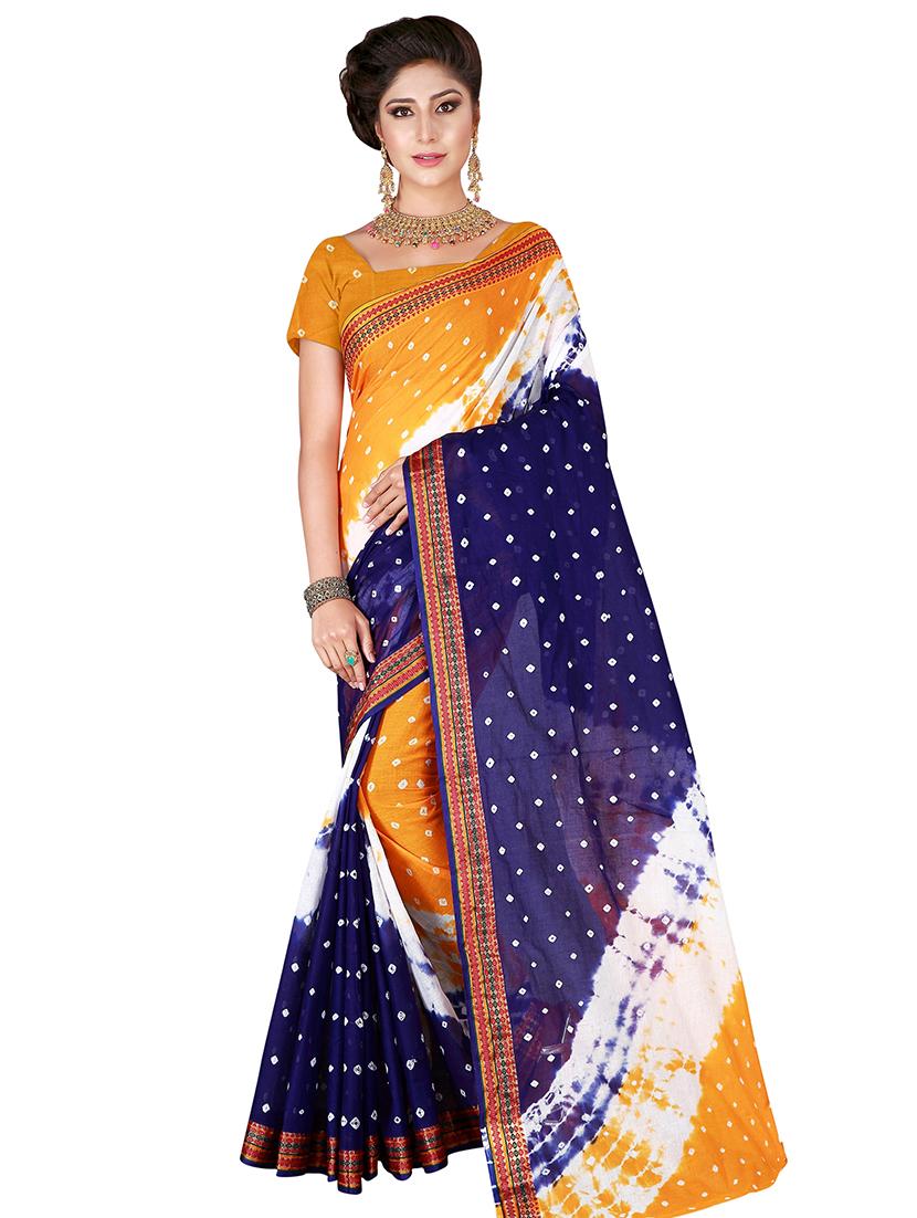 zari bordered bandhani saree with blouse - 16681385 - Zoom Image - 1
