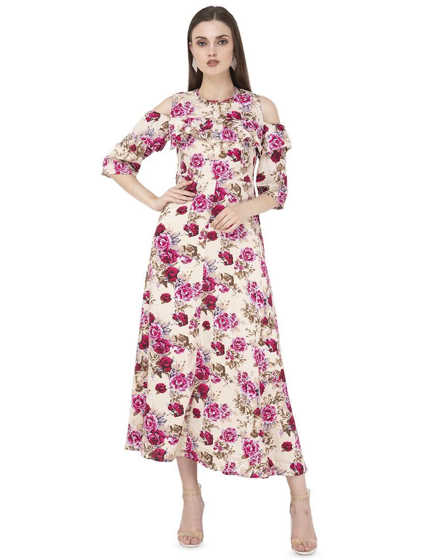 cold shoulder floral a-line dress - 16681434 - Zoom Image - 1