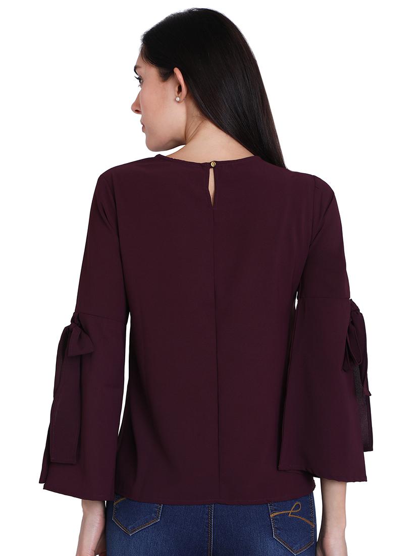 knot detail bell sleeved top - 16681471 - Zoom Image - 3