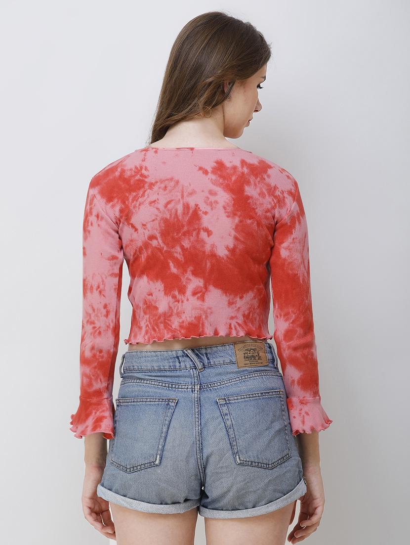 round neck tie & dye crop top - 16681719 - Zoom Image - 2