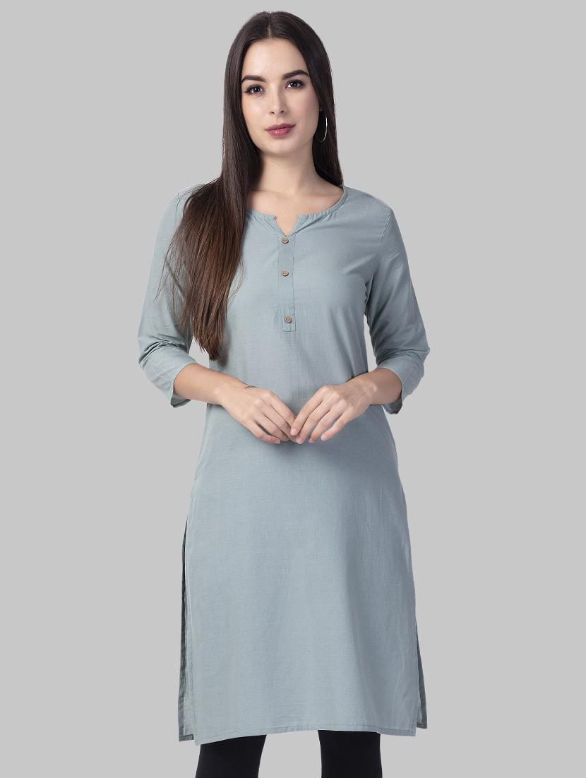 solid straight kurta - 16681934 - Zoom Image - 1