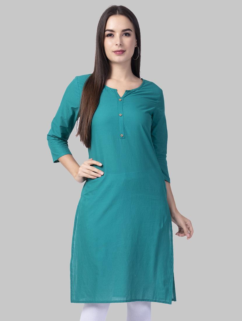 solid straight kurta - 16681938 - Zoom Image - 1