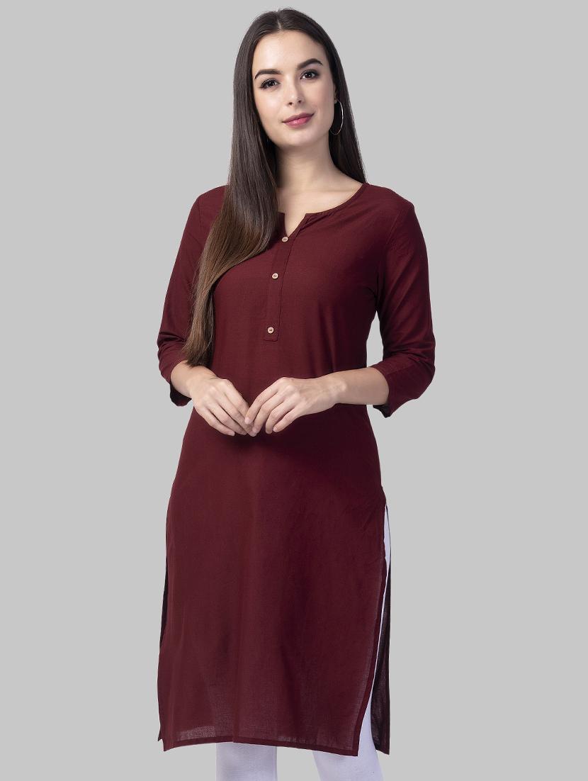 solid straight kurta - 16681940 - Zoom Image - 1