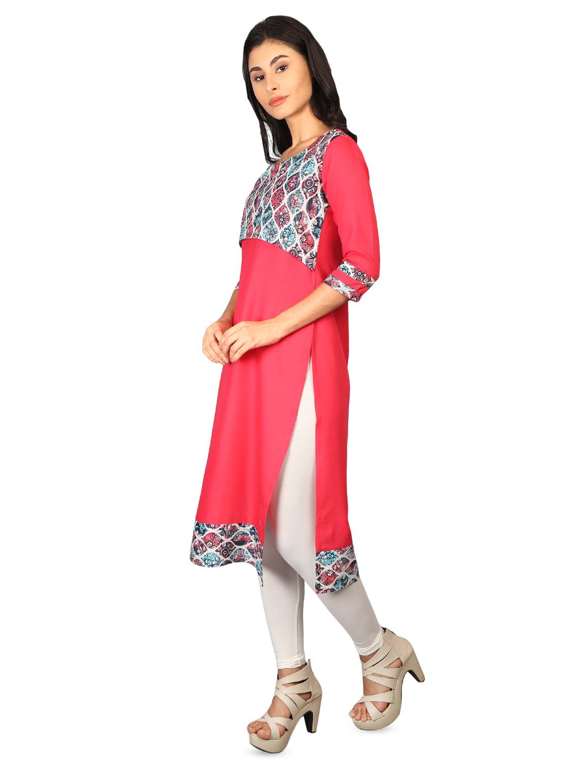 printed yoke straight kurta - 16681947 - Zoom Image - 2