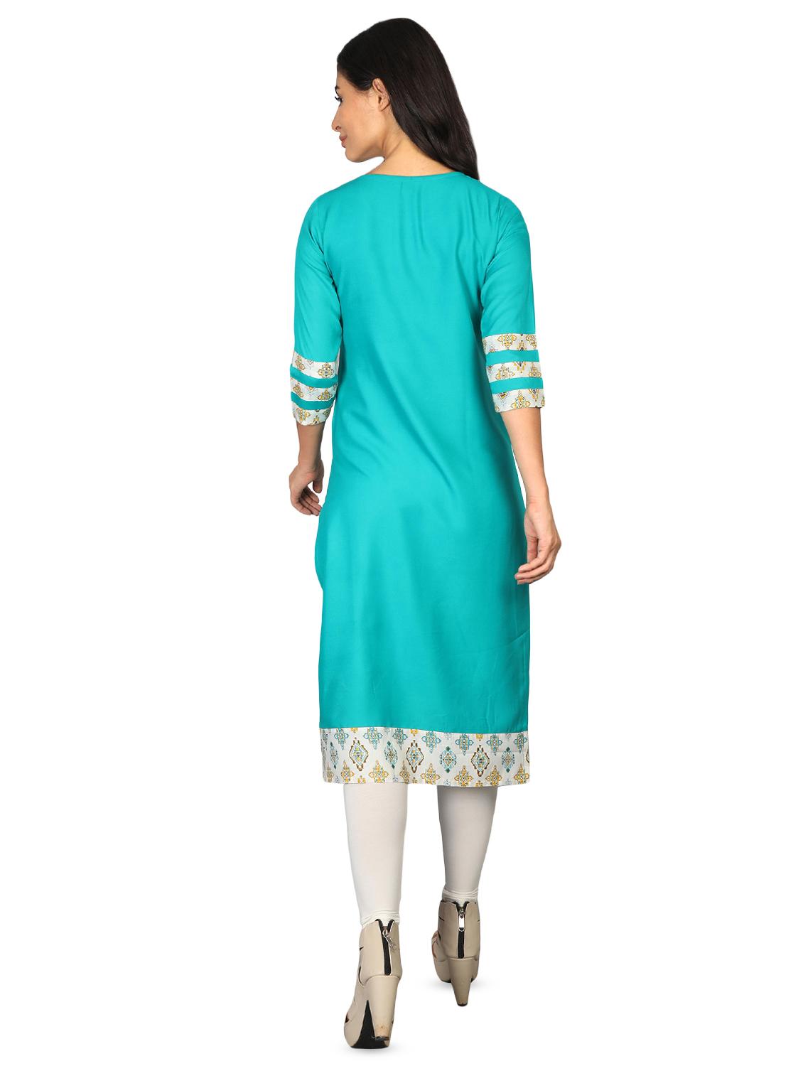 contrast yoke straight kurta - 16681949 - Zoom Image - 3