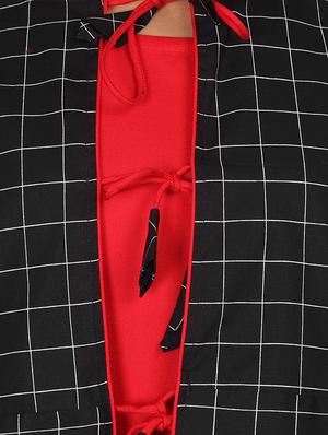 solid a-line kurta with checkered jacket - 16681956 - Standard Image - 4