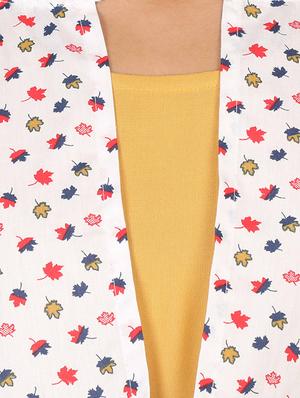solid flared kurta with printed jacket - 16681962 - Standard Image - 4