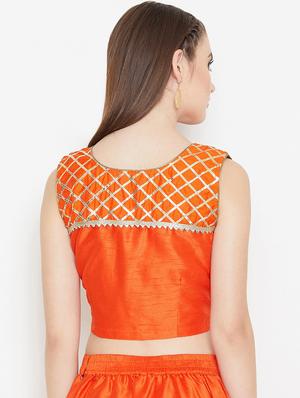 orange silk solid blouse - 16682579 - Standard Image - 3