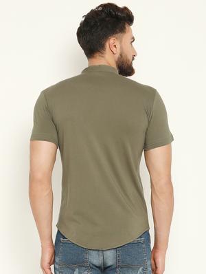 green solid casual shirt - 16682712 - Standard Image - 3