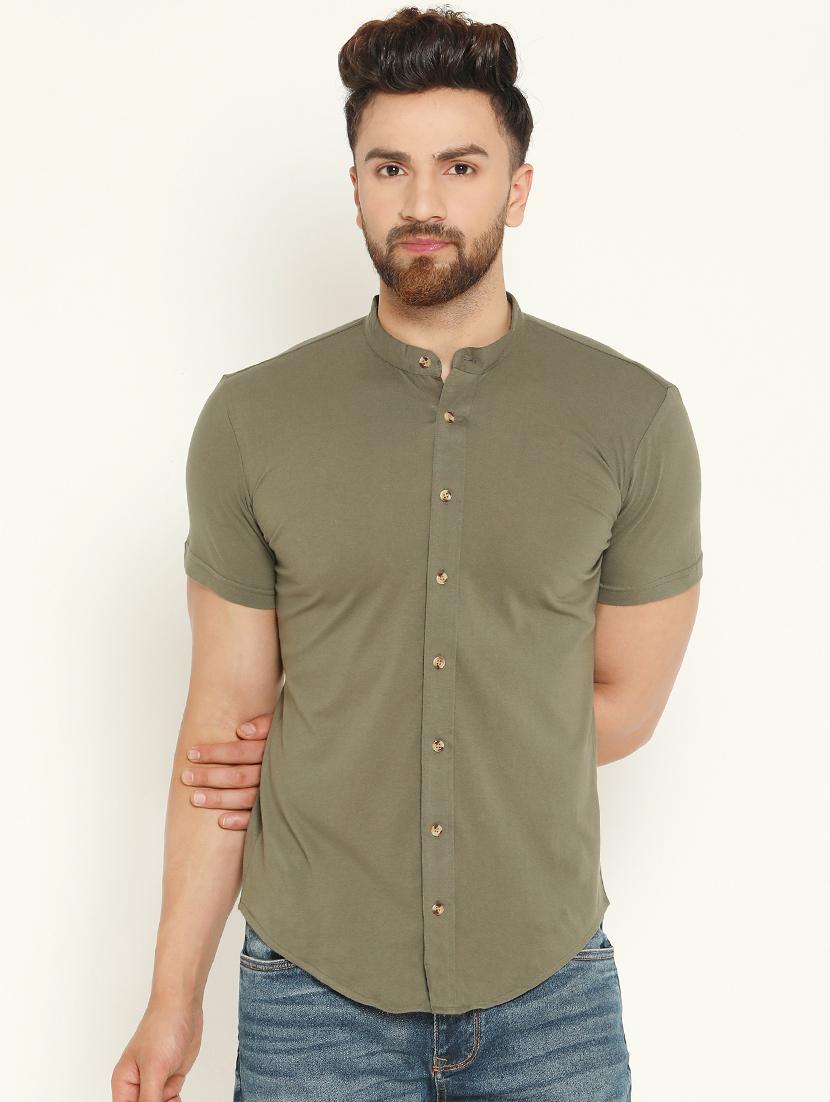 green solid casual shirt - 16682712 - Zoom Image - 2