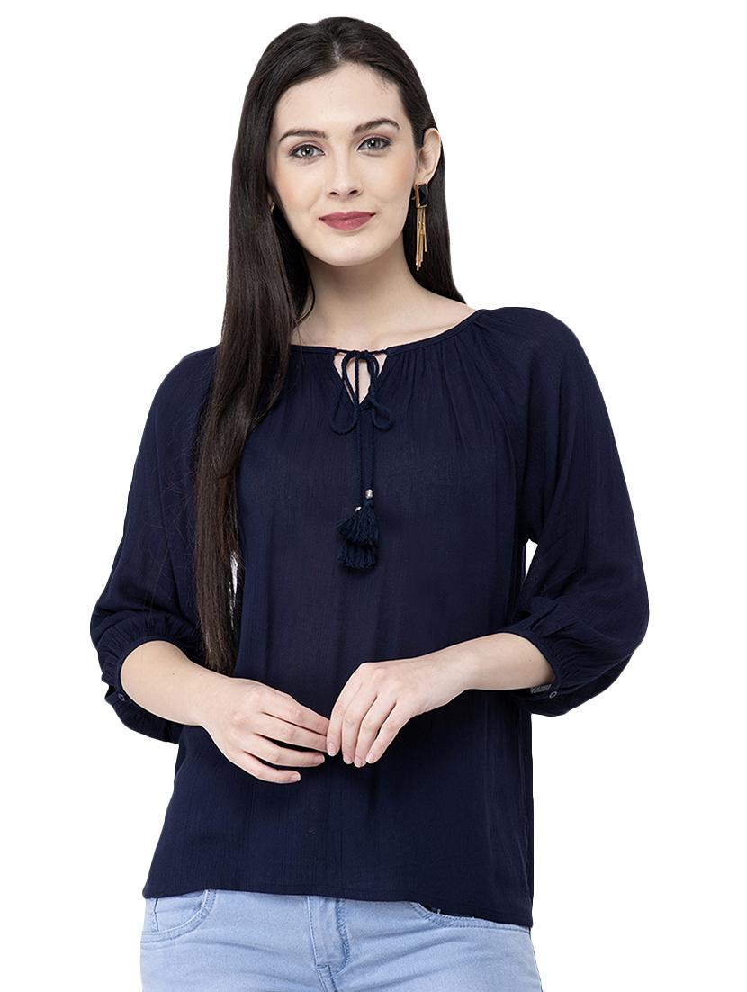 tie up neck solid top - 16682792 - Zoom Image - 1