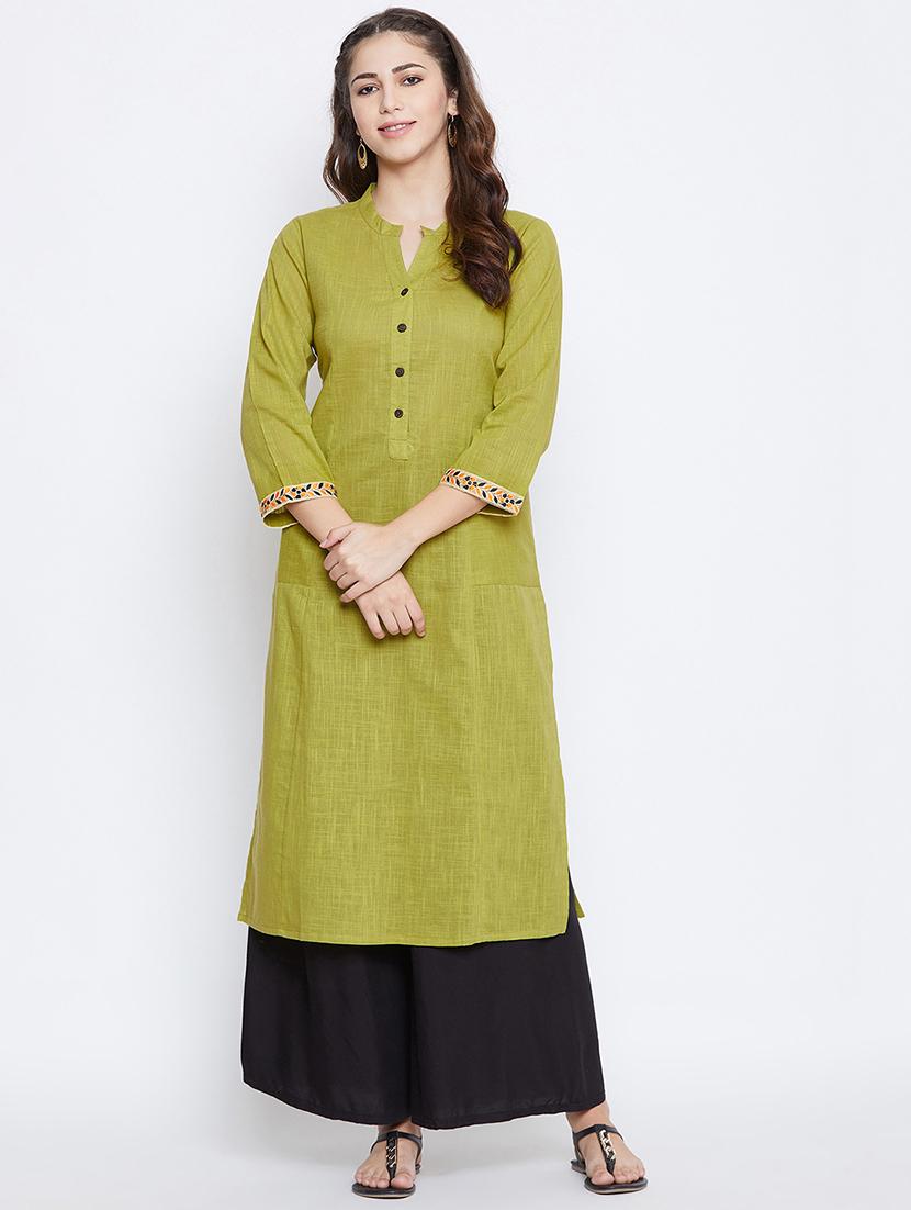 solid straight kurta - 16682873 - Zoom Image - 1