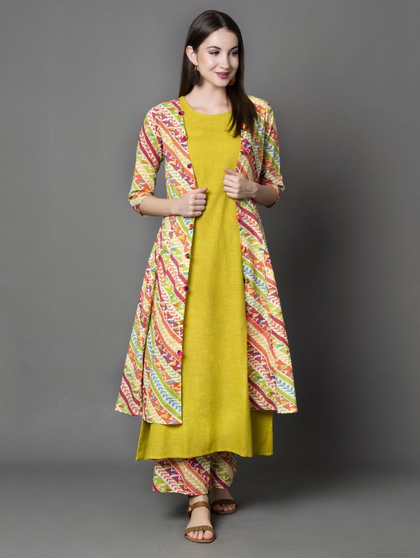 printed kurta with jacket - 16682987 - Zoom Image - 1