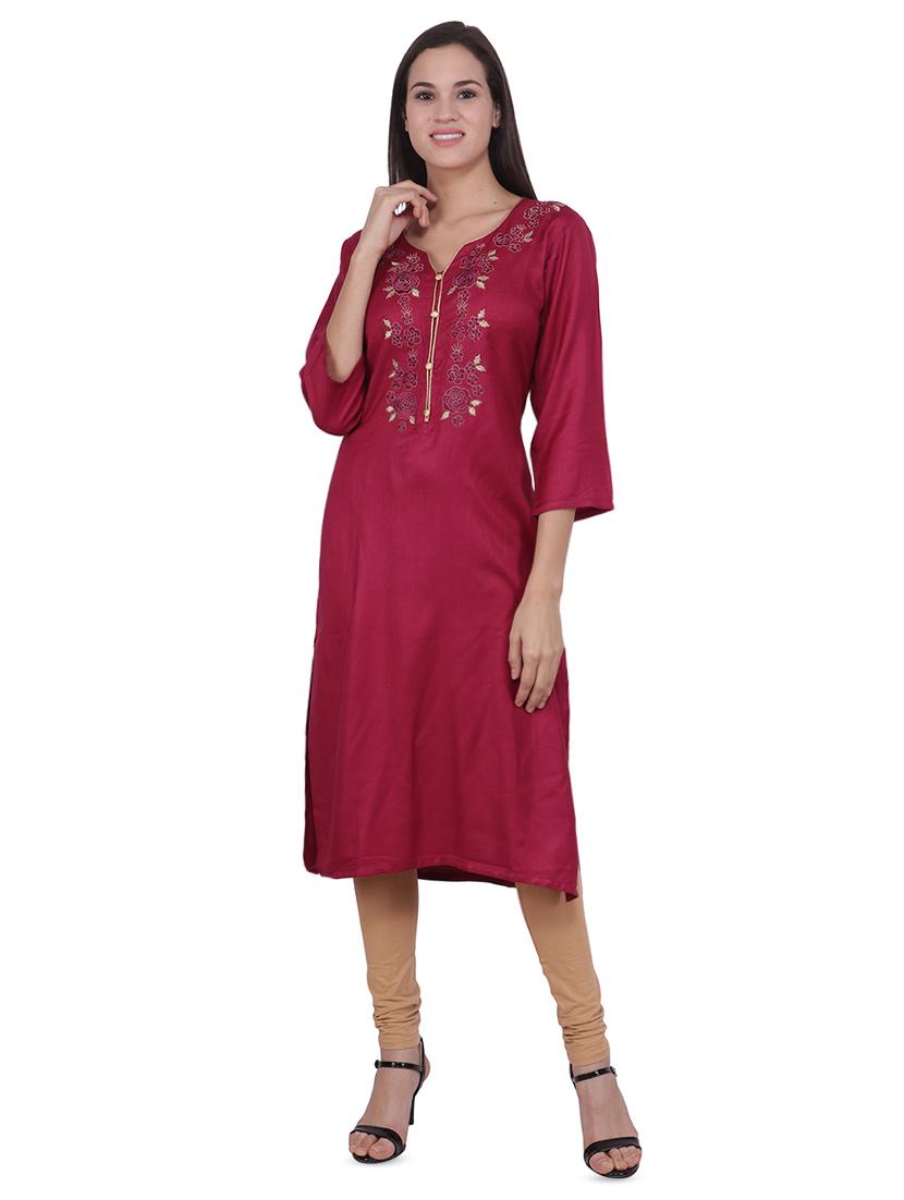 embroidered woolen kurta - 16684169 - Zoom Image - 1