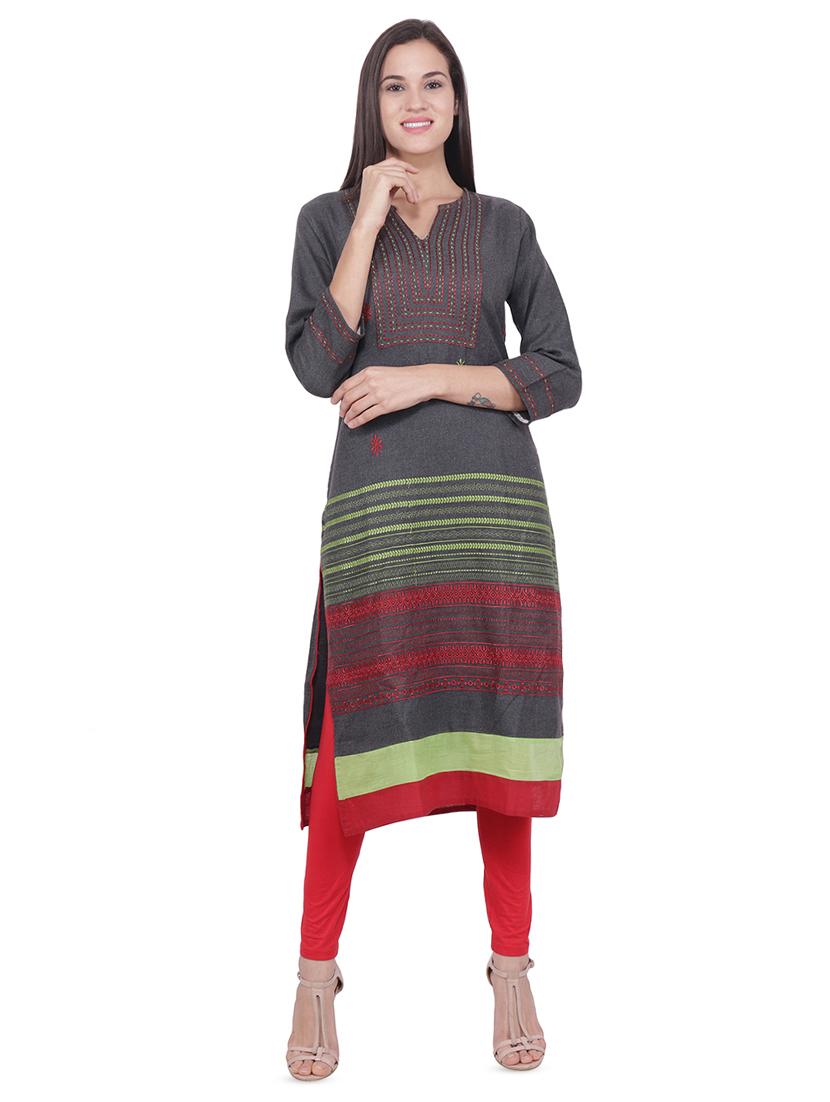 embroidered woolen kurta - 16684177 - Zoom Image - 1