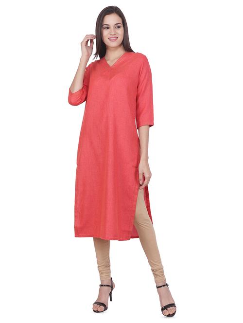 solid straight kurta - 16684180 - Standard Image - 1