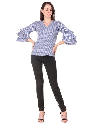 v neck bell sleeved gingham top - 16684370 - Standard Image - 4