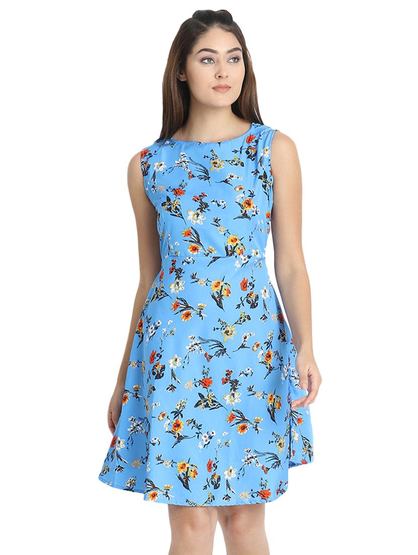 boat neck floral a-line dress - 16684374 - Zoom Image - 1