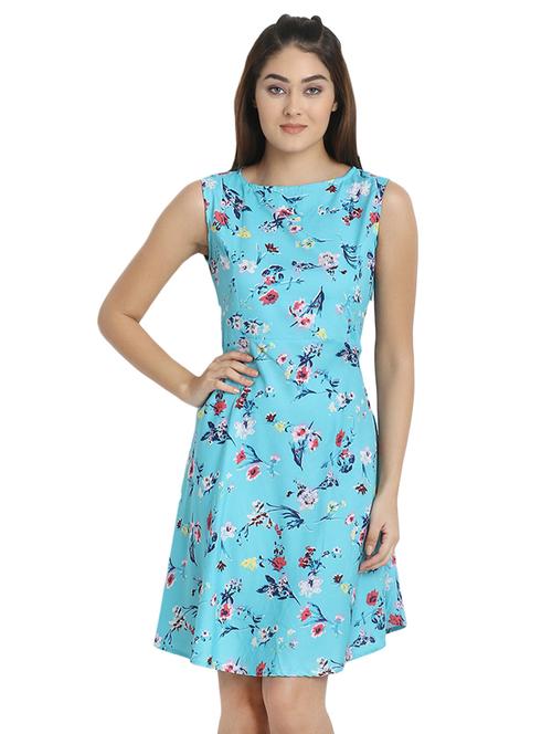 boat neck floral a-line dress - 16684377 - Standard Image - 1