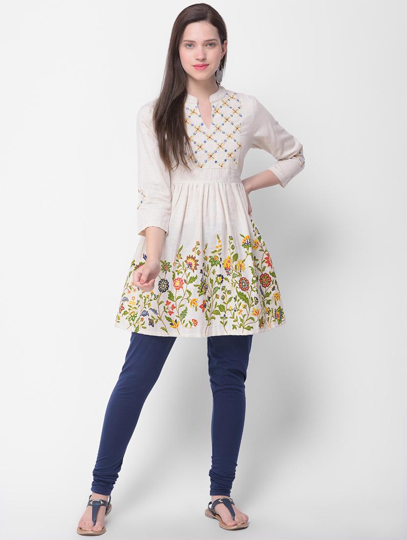 embroidered flared kurti - 16684521 - Zoom Image - 1