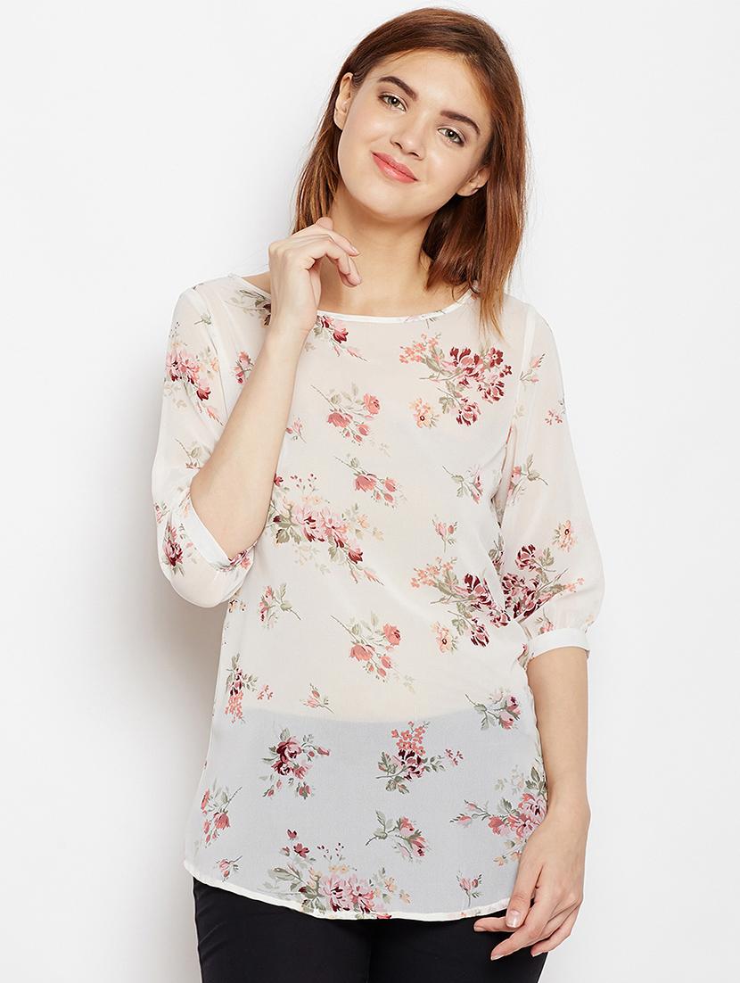 boat neck floral top - 16684562 - Zoom Image - 1