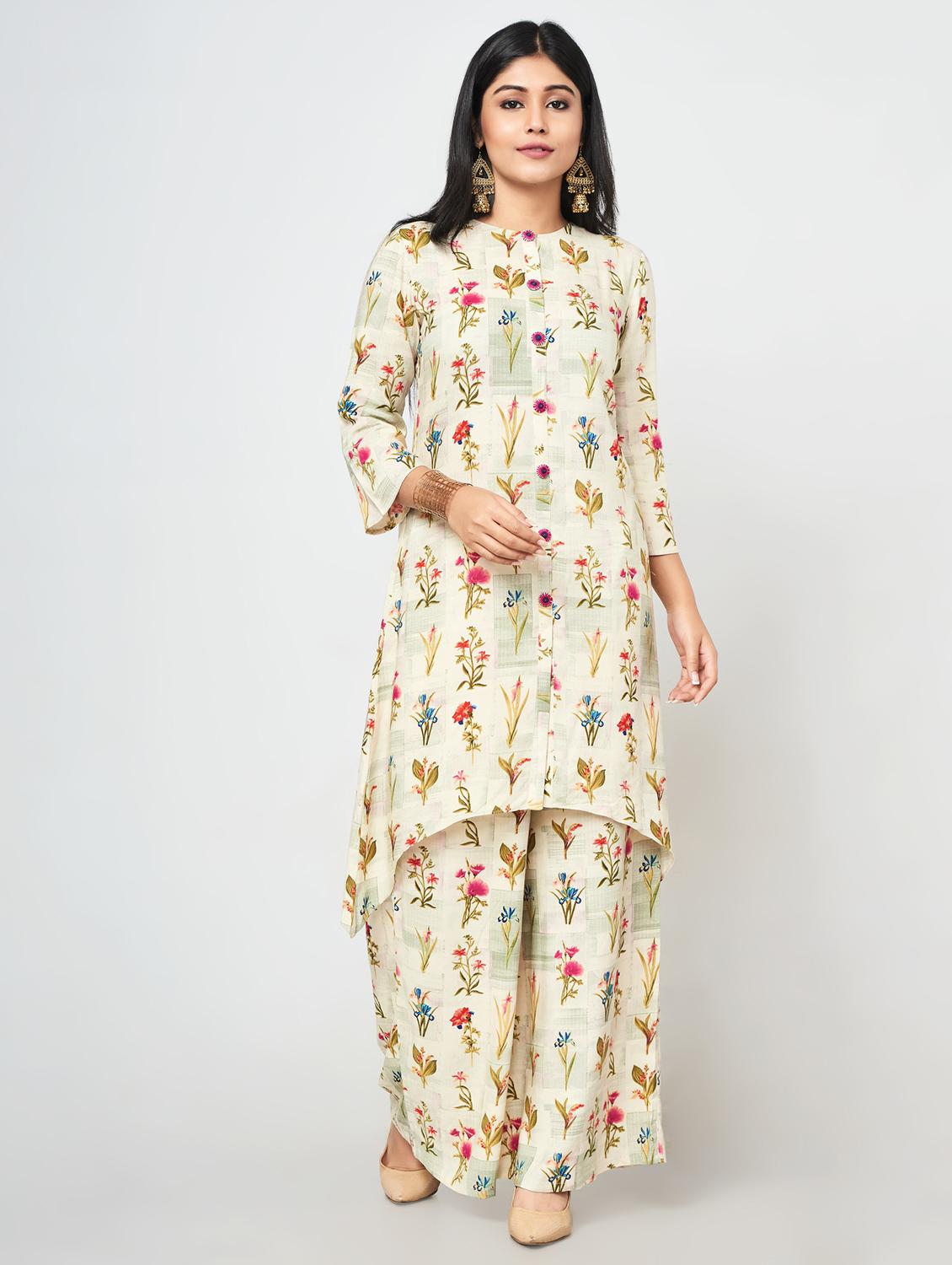 floarl printed high-low kurta - 16684635 - Zoom Image - 1