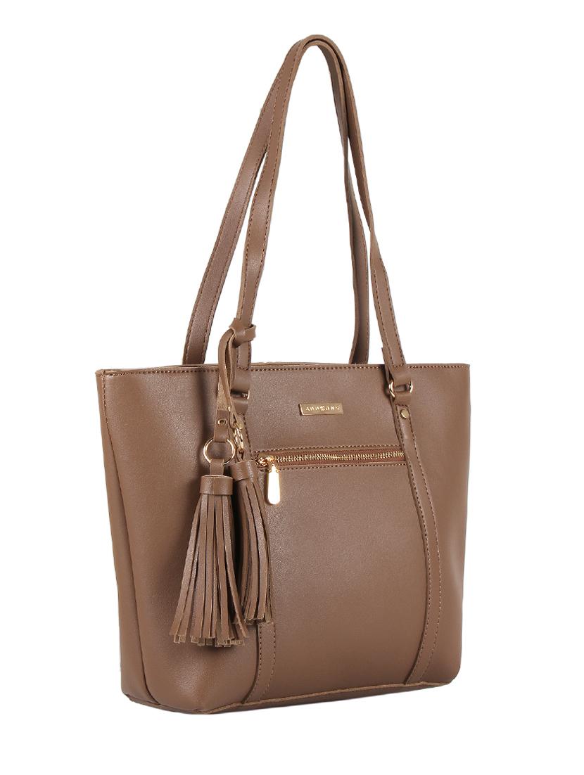 brown leatherette regular tote - 16684724 - Zoom Image - 1