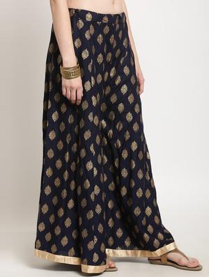 gold print flared palazzo - 16684991 - Standard Image - 2