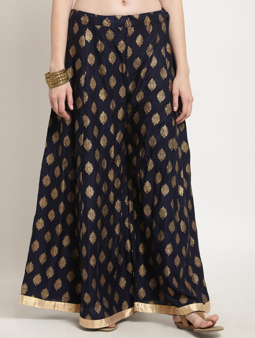 gold print flared palazzo - 16684991 - Zoom Image - 1