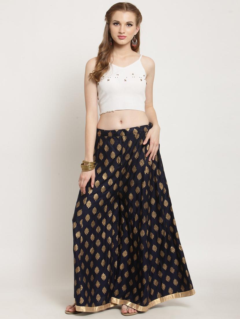 gold print flared palazzo - 16684991 - Zoom Image - 4