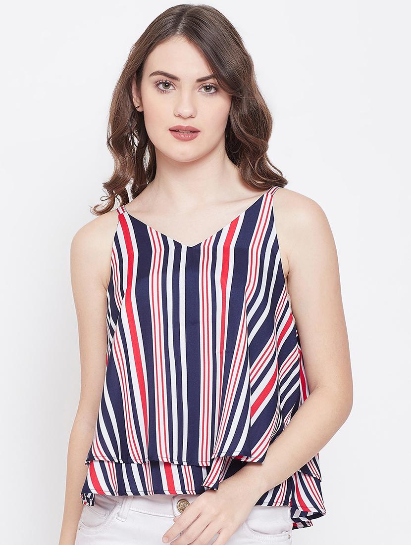 multi colored crepe layered top - 16684999 - Zoom Image - 1