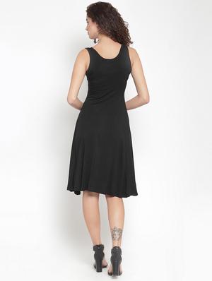 round neck solid a-line dress - 16685141 - Standard Image - 3