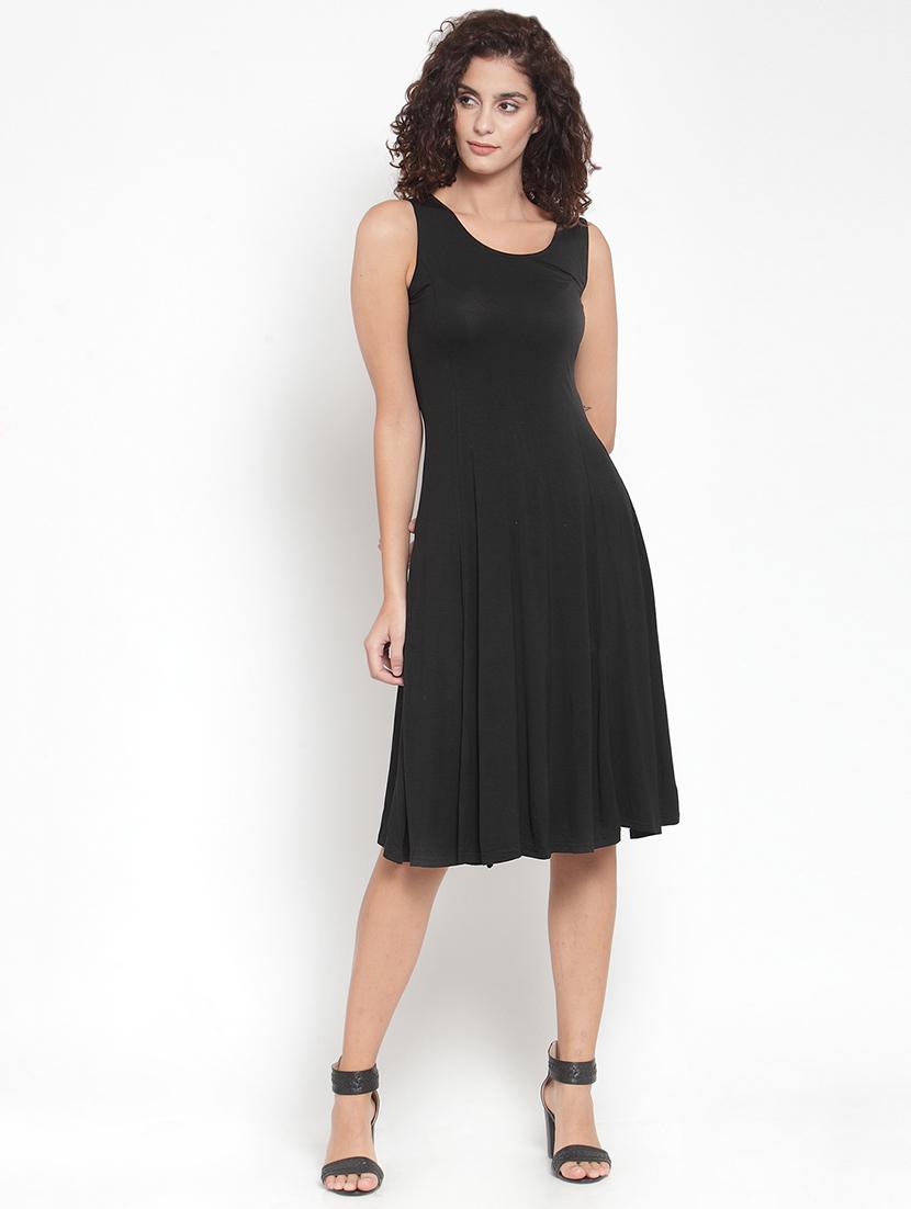 round neck solid a-line dress - 16685141 - Zoom Image - 1