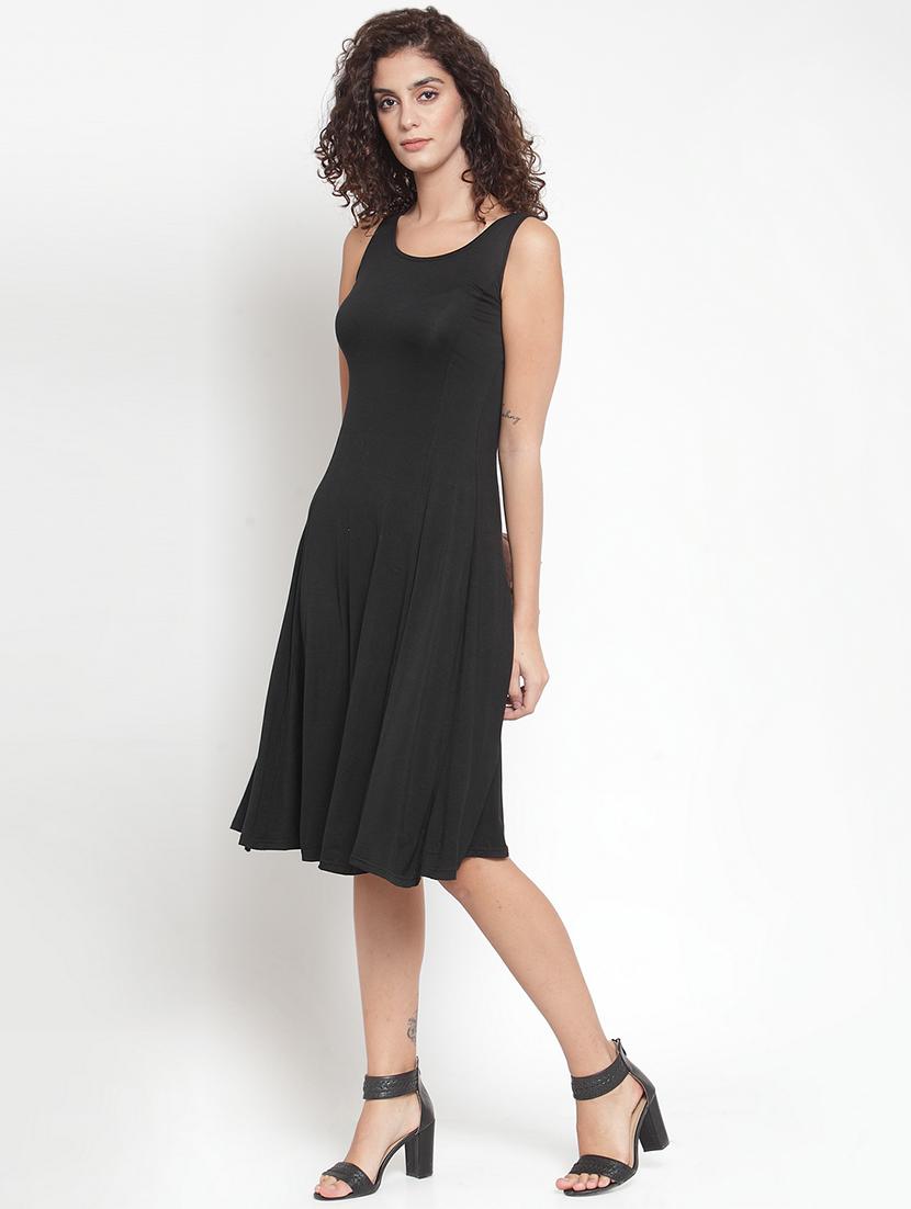 round neck solid a-line dress - 16685141 - Zoom Image - 2